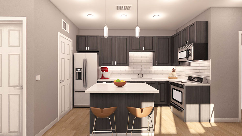 Apartment kitchen rendering