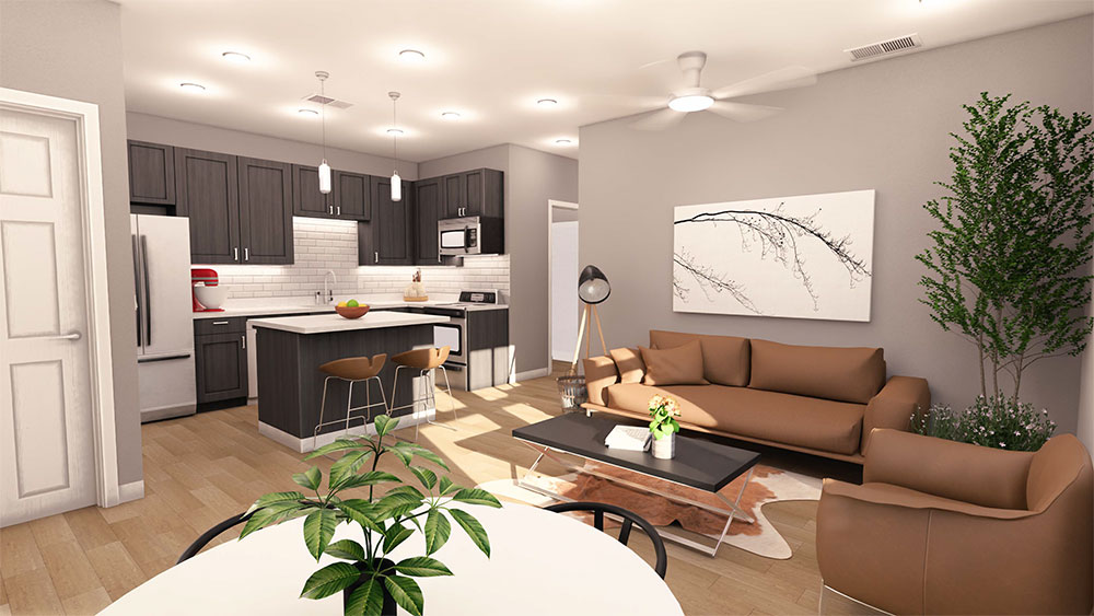Apartment living room rendering